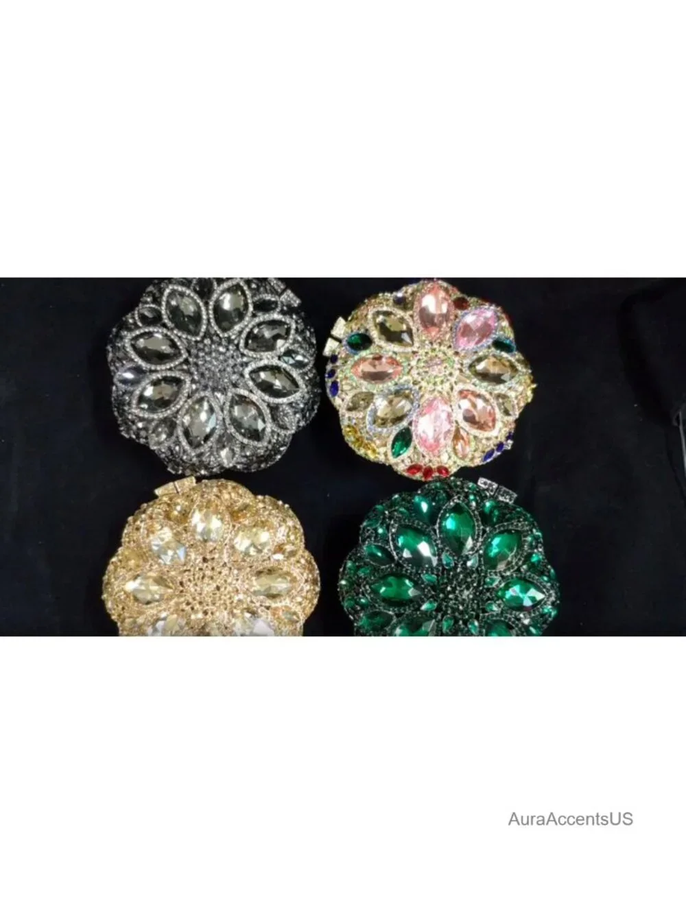 Crystal Clutch Evening Bag Handbag Bridal Wedding Purse Round Chain Strap